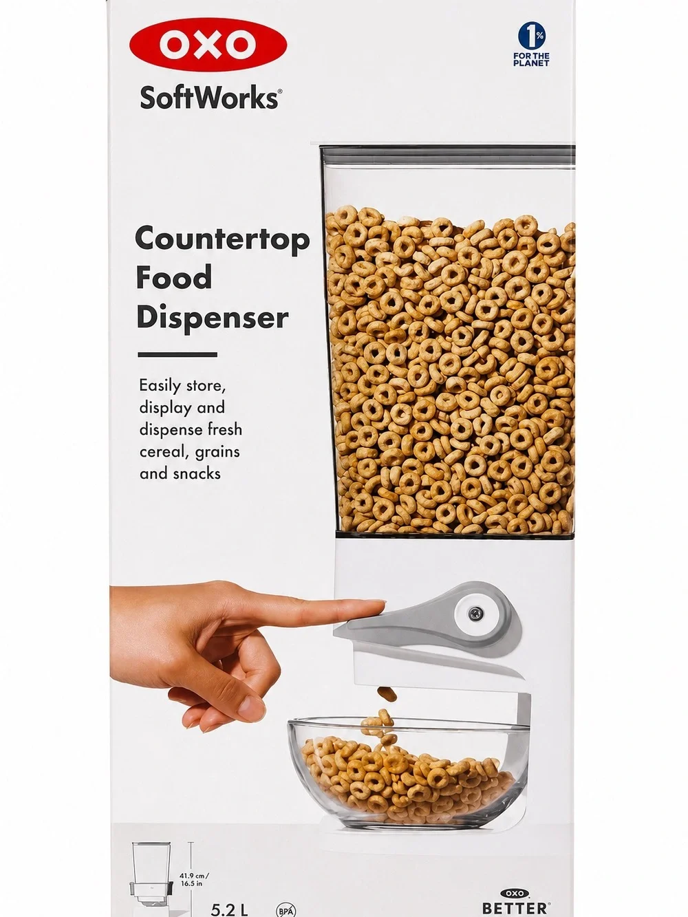 OXO SoftWorks White Countertop Food Dispenser with Clear Hopper